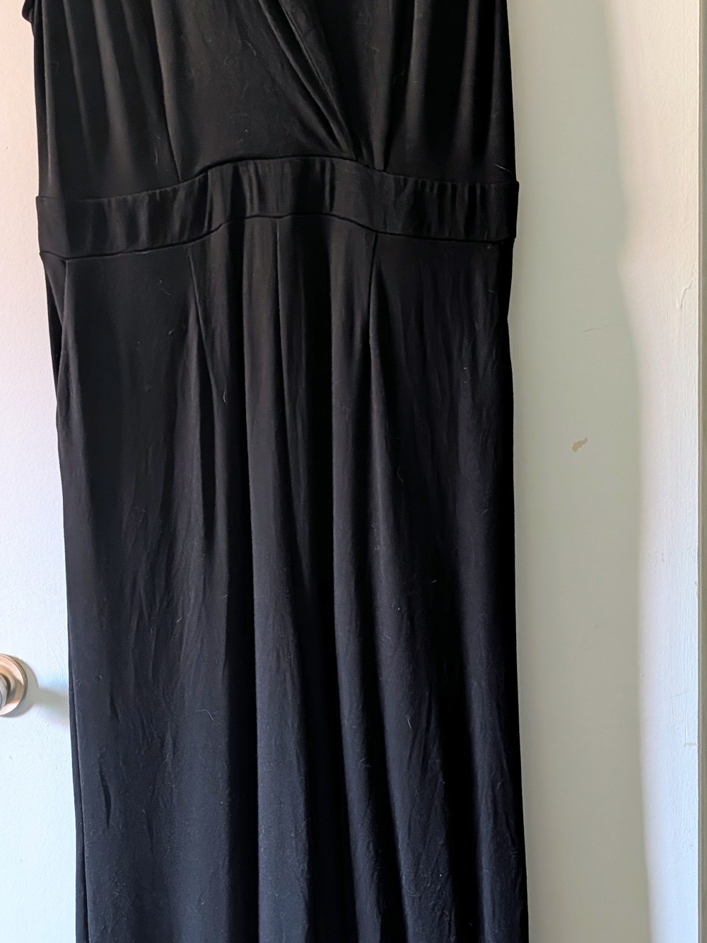 Torrid Black V-Neck Empire Waist Wide Leg Pant Romper